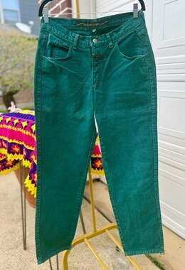 Vintage Marithé François Girbaud High Waist Green Denim Mom Jean USA Sz 32